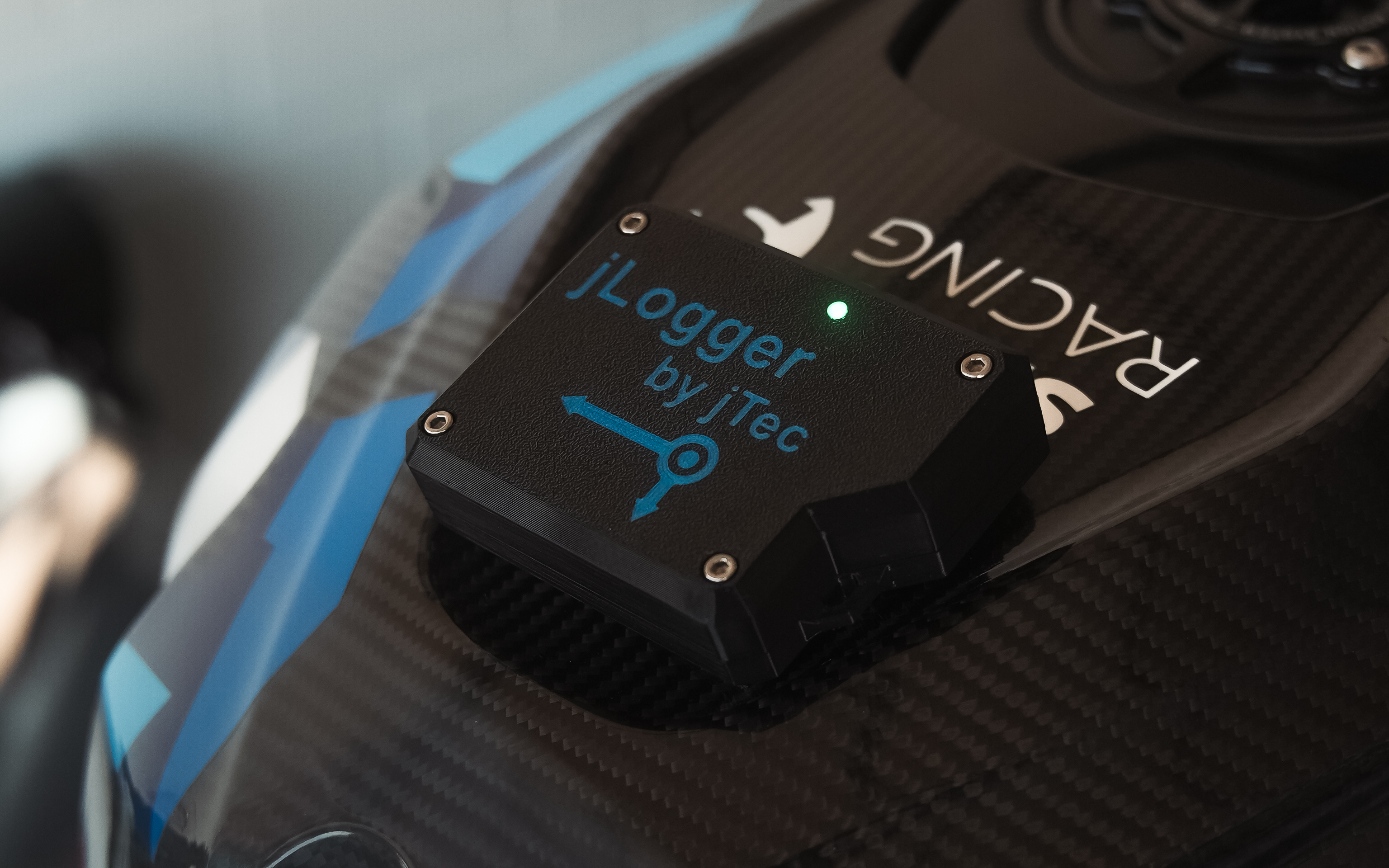 jLogger mounted on a motorcycle